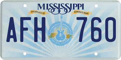 MS license plate AFH760