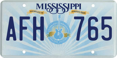 MS license plate AFH765