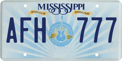 MS license plate AFH777