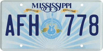 MS license plate AFH778