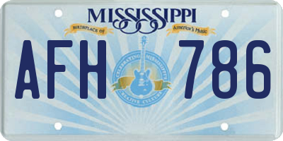 MS license plate AFH786