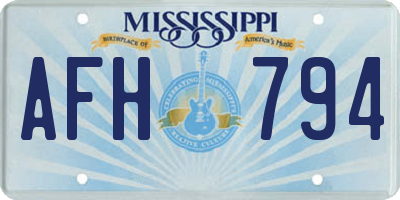 MS license plate AFH794