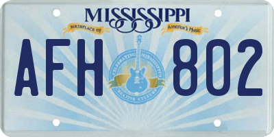 MS license plate AFH802
