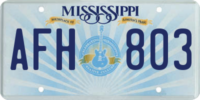 MS license plate AFH803