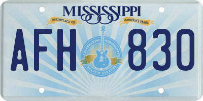 MS license plate AFH830