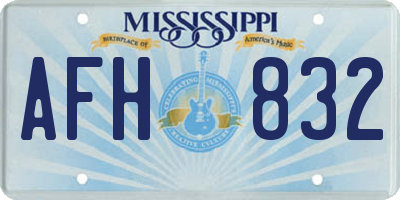 MS license plate AFH832