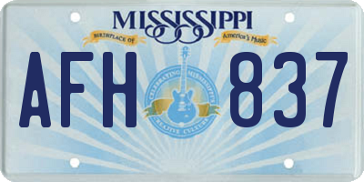 MS license plate AFH837