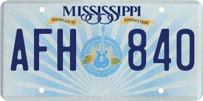 MS license plate AFH840