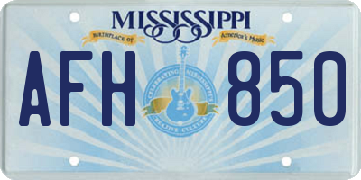 MS license plate AFH850