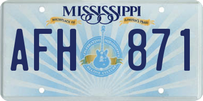 MS license plate AFH871