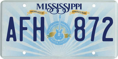 MS license plate AFH872