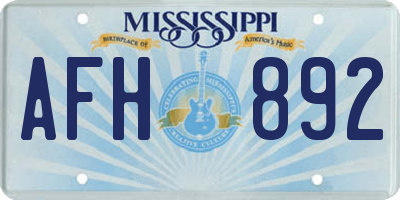 MS license plate AFH892