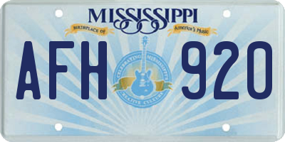 MS license plate AFH920