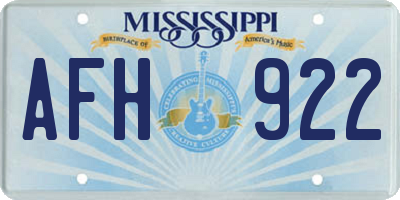 MS license plate AFH922