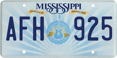 MS license plate AFH925