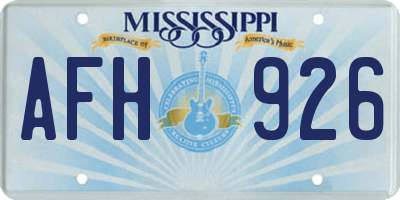 MS license plate AFH926