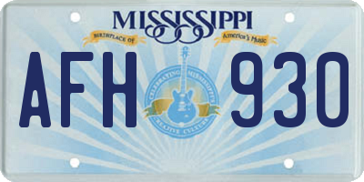 MS license plate AFH930