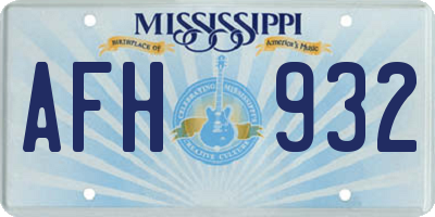 MS license plate AFH932