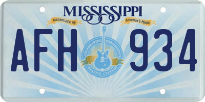 MS license plate AFH934