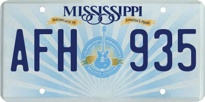 MS license plate AFH935