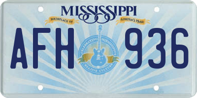 MS license plate AFH936
