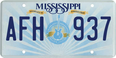 MS license plate AFH937