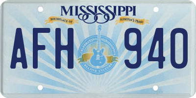 MS license plate AFH940