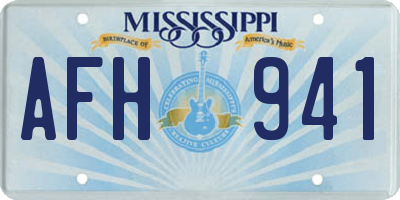 MS license plate AFH941