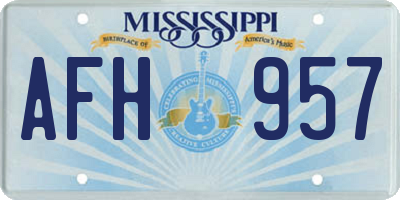 MS license plate AFH957