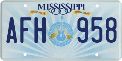 MS license plate AFH958