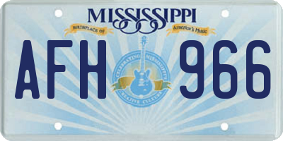 MS license plate AFH966