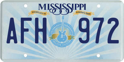 MS license plate AFH972