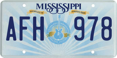 MS license plate AFH978