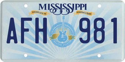 MS license plate AFH981