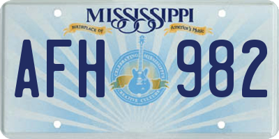 MS license plate AFH982