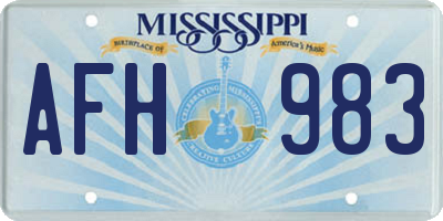 MS license plate AFH983