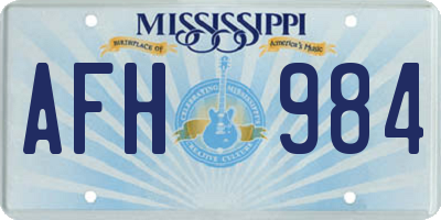 MS license plate AFH984