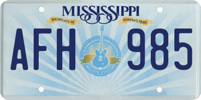 MS license plate AFH985
