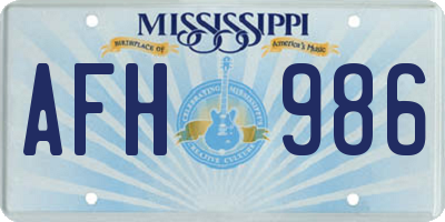 MS license plate AFH986