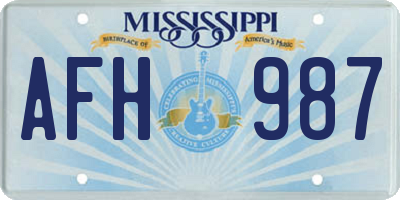 MS license plate AFH987