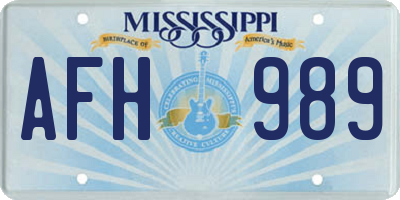 MS license plate AFH989