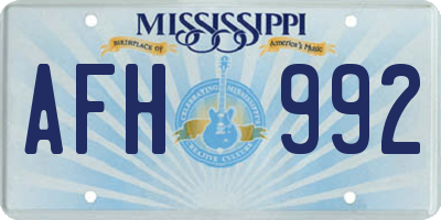 MS license plate AFH992