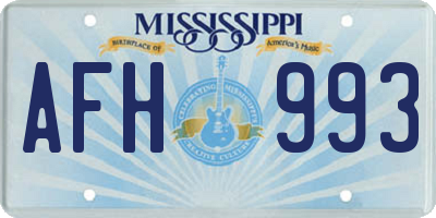MS license plate AFH993