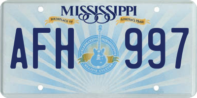 MS license plate AFH997