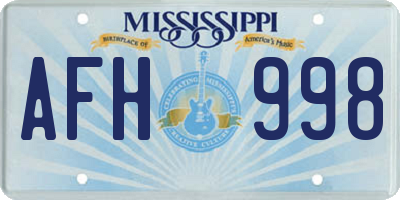 MS license plate AFH998