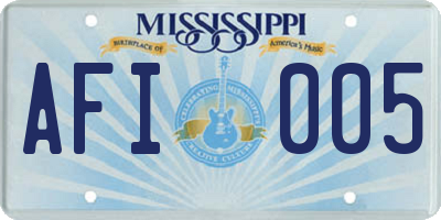 MS license plate AFI005
