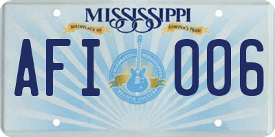 MS license plate AFI006