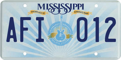 MS license plate AFI012