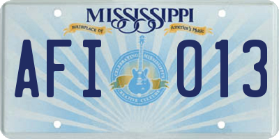 MS license plate AFI013