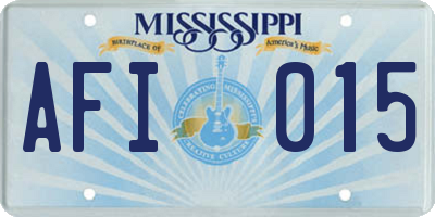 MS license plate AFI015
